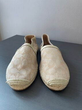 Coach Beige Signature Canvas Espadrilles